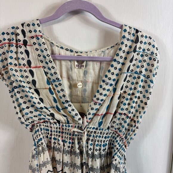 Sumitra Boho Cotton Tassel Shell Embellished Dress Free Size - Picture 3 of 11